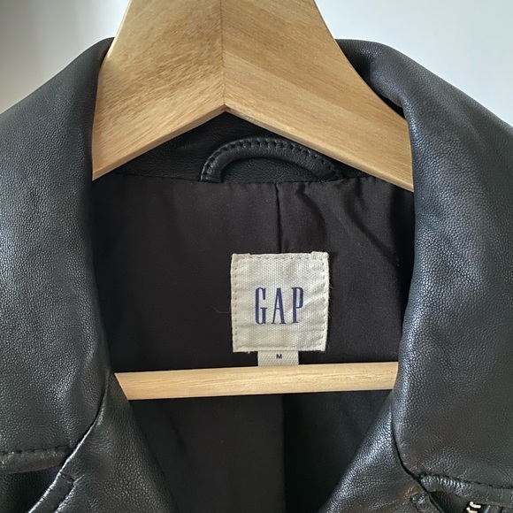 [SOLD] GAP Side Tide Black Moto Biker Leather Jacket - Picture 6 of 11